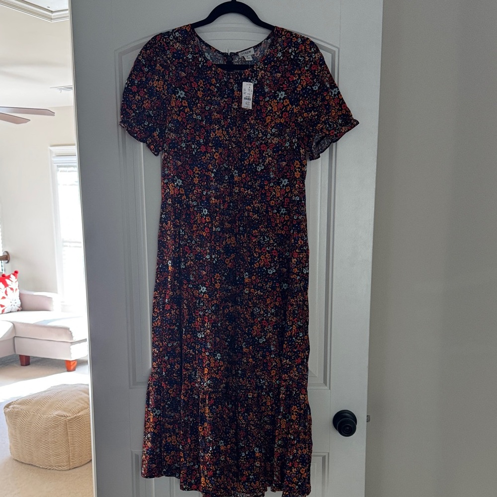 J. Crew Multicolor Floral Midi Dress